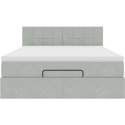  Otomanski krevet s madracem svijetlosivi 140x190 cm bar&amp;scaron;unasti Slike