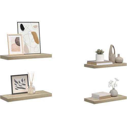  Plutajuće zidne police 4 kom boja hrasta 60 x 23,5 x 3,8 cm MDF Slike
