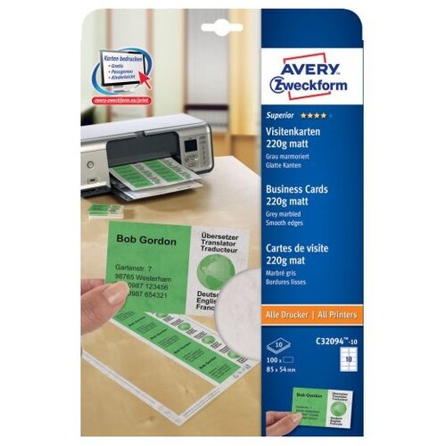 Avery Zweckform Vizitke 85 x 54 mm, 220 g/m&amp;sup2; Slike