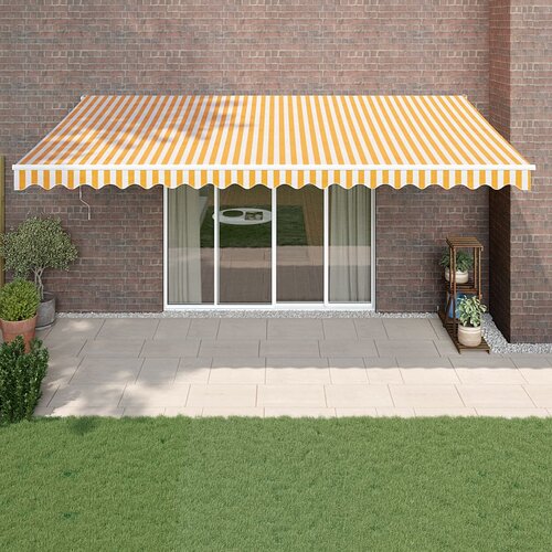 vidaXL Tenda na uvlačenje žuto-bijela 5 x 3 m od tkanine i aluminija Cijene