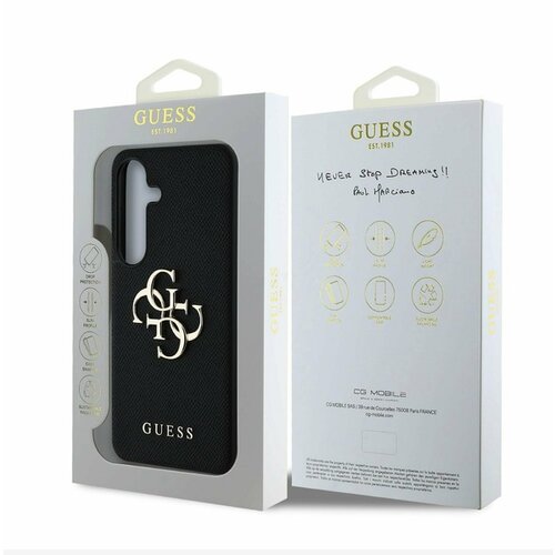 Guess PU Grained 4G Metal Logo Zadn&amp;iacute; Kryt pro Samsung Galaxy S25+ Black Ovitek za telefon Vijolična Slike
