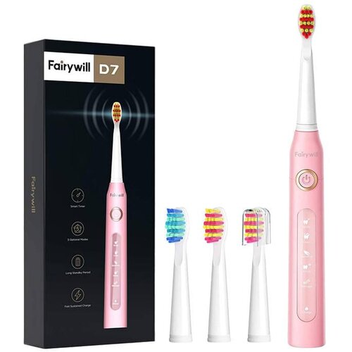 Fairywill 507 sonična električna četkica s nastavcima, roza Cijene