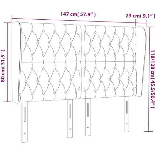  Uzglavlje s u&amp;scaron;ima tamnoplavo 147x23x118/128 cm bar&amp;scaron;unasto Slike