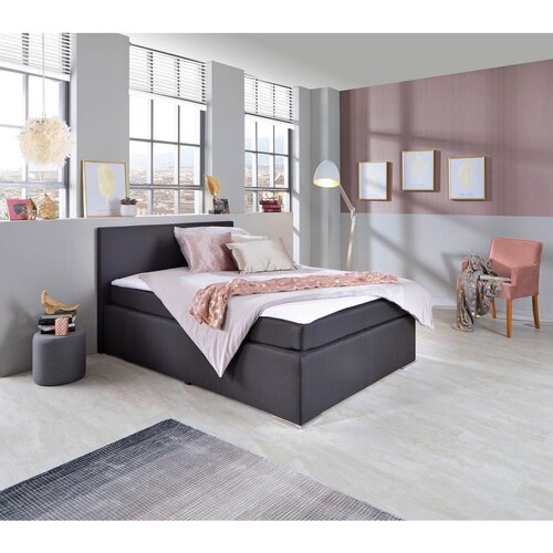 Based Postelja Boxspring Nero --, Črna, 140x200 Slike