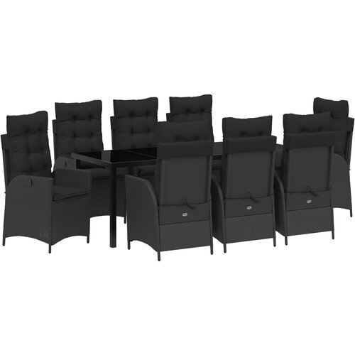 vidaXL 9 dijelni vrtni dining set s jastučićima Crni poli ratan Cijene