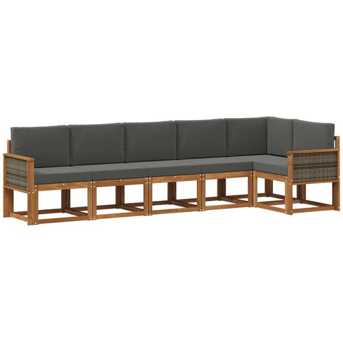 vidaXL Zunanja garnitura za sedenje 6 pcs Naravna in antracitna, (5000282303) Cene