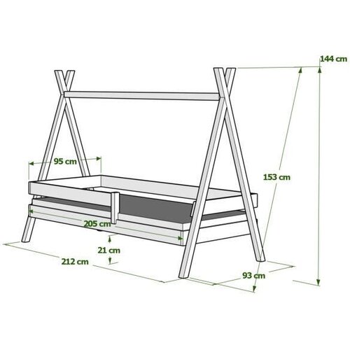  Drveni dječji krevet Tipi Plus - svijetlo drvo - 160x80 cm Slike