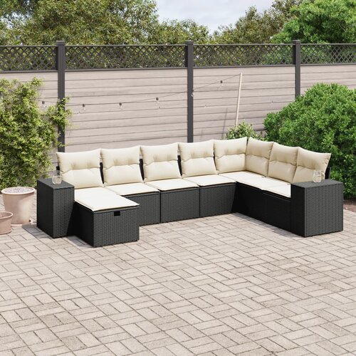  8-dijelni set vrtnih sofa od poliratana s jastucima crni Crna 83 x 62 x 69 cm Cene