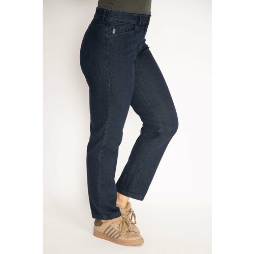 Şans Women's Plus Size Navy Blue Jeans with Front Pockets Slike