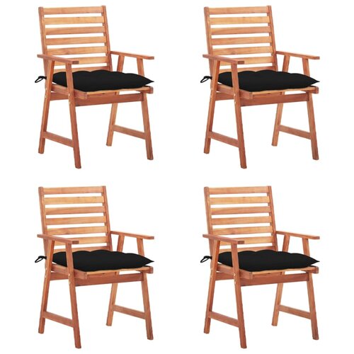  Zunanji jedilni stoli 4 kosi z blazinami trden akacijev les Slike