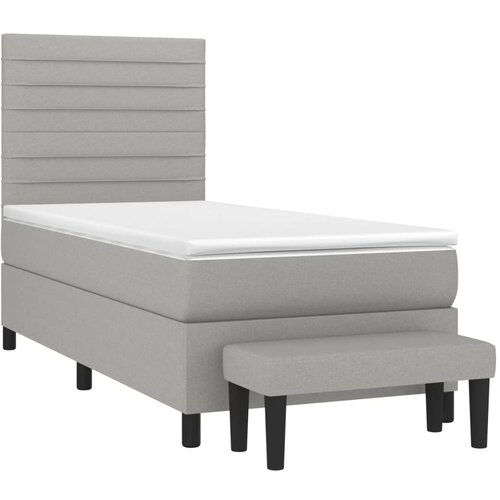 Box spring krevet s madracem svjetlosivi 90x190 cm od tkanine Slike