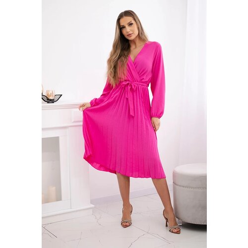 Kesi Włoski Dress tied with a pleated hem pink Cene