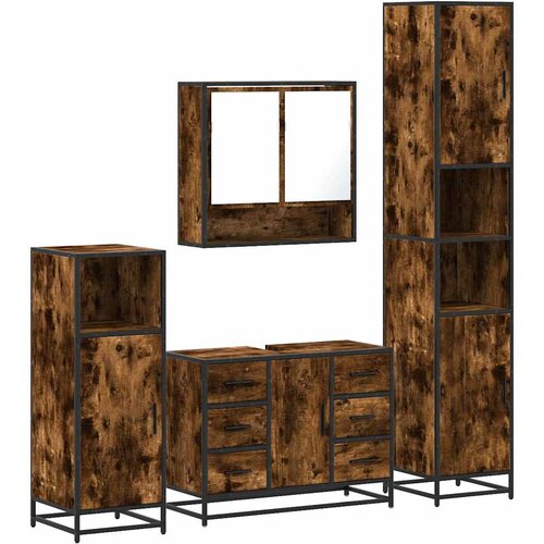 vidaXL 4-dijelni set kupaonskog namještaja boja hrasta drveni Cijene