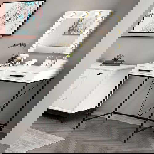 Hanah home Sto za šminkanje Sane 3, 90x80x45 cm, Beli Cene