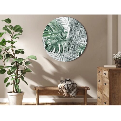  Okrugla slika - Exotic flora - A variety of tropical vegetation in shades of celadon and sage green 80x80 Cijene
