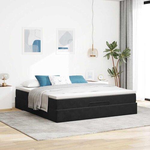  Otomanski krevet s madracem crni 180x200 cm bar&amp;scaron;unasti Slike