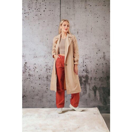 HAKKE Shawl Collar Sleeve Elastic Trench Cene
