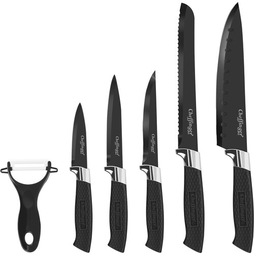 Cheffinger Set 6 nožev z rezilom iz nerjave?ega jekla in magnetno škatlo, ?rna, (21552962) Cene