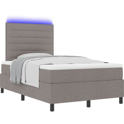 vidaXL Škatasta vzmetnica z vzmetnico in LED taupe 120x200 cm tkanina, (22067034) Cene