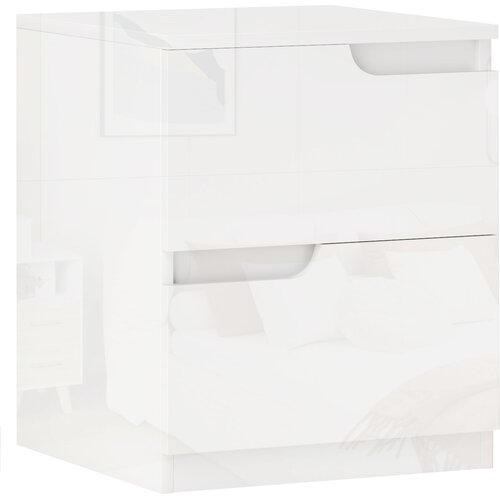 HOMCOM nočna omarica iverna plo&scaron;ča 40D x 40&Scaron; x 48V cm Visoko sijajno bel, (5000234836) Cene