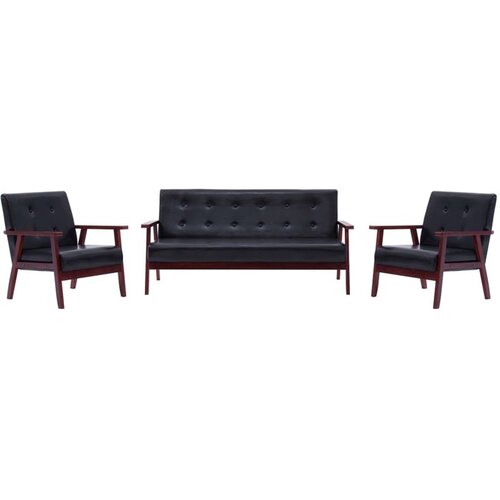  3-dijelni set sofa od umjetne kože crni Cijene