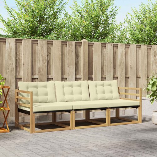  Set vanjskih sofa s jastukom 3 pcs Bijela i krem Cene