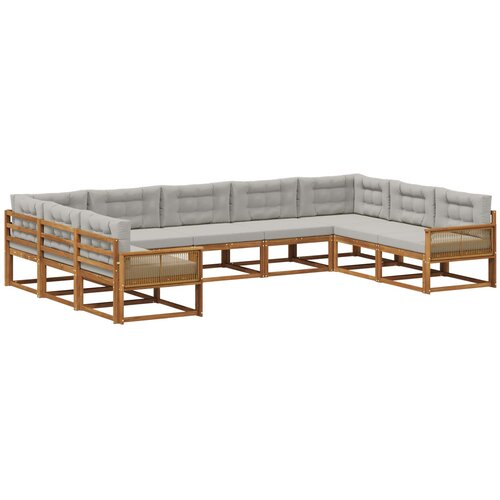 vidaXL Zunanja garnitura za sedenje 9 pcs Naravna in svetlo siva, (5000280888) Cene