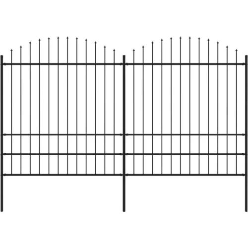  Vrtna ograja s koničastimi vrhovi jeklo (1,75-2)x3,4 m črna