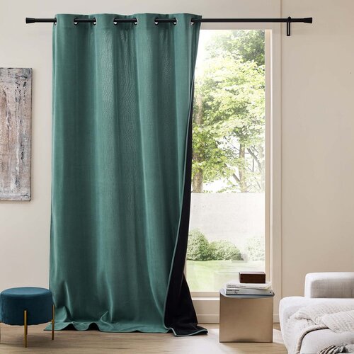 Douceur d int&amp;eacute;rieur Zelena izolacijska zavesa iz rebrastega žameta 140x260 cm Madison &amp;ndash; Slike