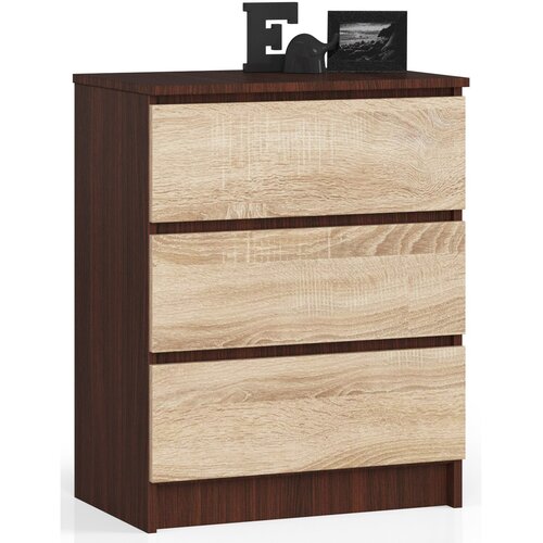 AKORD Komoda, 3 Predali, Wenge/Hrast Sonoma, (5000332299) Cene