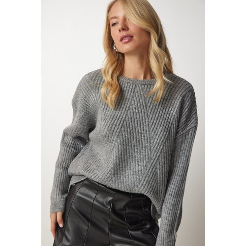  Women&amp;#039;s Gray Crewneck Knitwear Sweater Slike