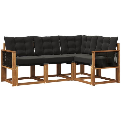 vidaXL Zunanja garnitura za sedenje z blazino 4 pcs Naravna in črna, (5000281865) Cene