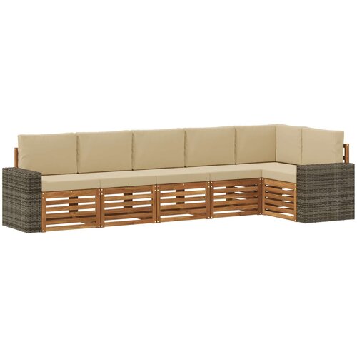 vidaXL Kotna sedežna garnitura z blazino 6 pcs Naravna in bež, (5000283536) Cene