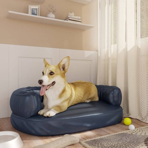 VidaXL Ergonomski pjenasti krevet za pse modri 60 x 42 cm umjetna koža Slike