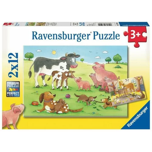 Ravensburger 2x12 delna sestavljanka Živali, srečna družina 075904
