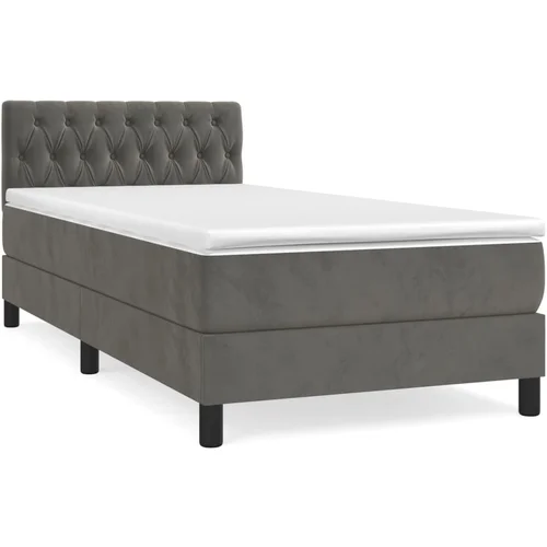 Maison Chic Box spring postelja - Vzmetna postelja z vzmetnico temno siva 100x200 cm žamet SL13248, (21903243)