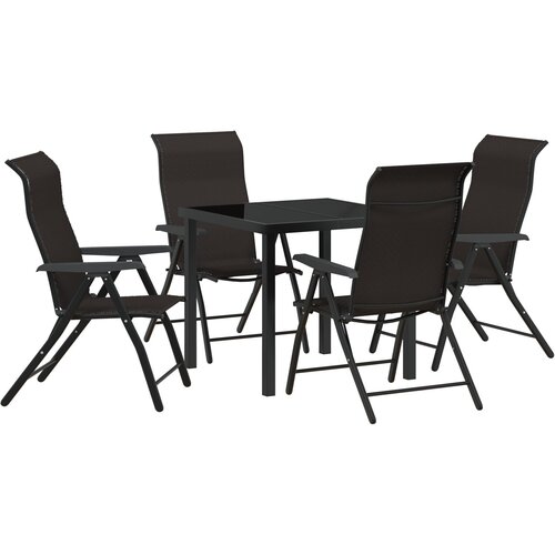 vidaXL Set od 5 vrtnih stolova Crni Poli Ratan Cene