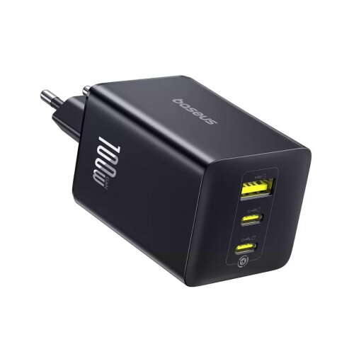 Baseus Hi&amp;scaron;ni polnilec EnerFill FE11 100W, 5A, 1 x USB-A, 2 x USB-C, siv Slike