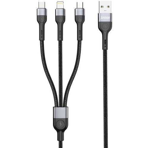 Superior USB data kabal SU-K106 3in1 Lightning/Micro/Type C 1m/ crna Cene