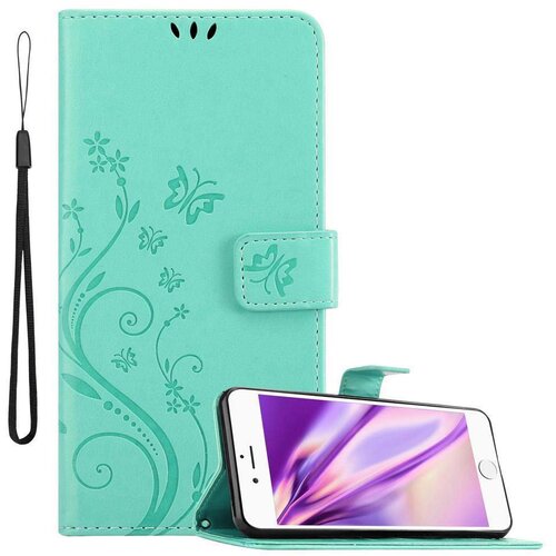 Cadorabo Ohi&amp;scaron;je, združljivo z Apple iPhone 6 PLUS / 6S PLUS v klasično srebrno - Za&amp;scaron;čitni ovitek v cvetličnem dizajnu z magnetnim zapiranjem, stoječo funkcijo in režami za kartice, (20563860) Slike