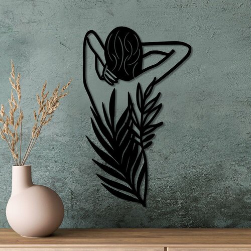 Wallity Zidna dekoracija Cvijet Žena, 42x70 cm, Crna Cene