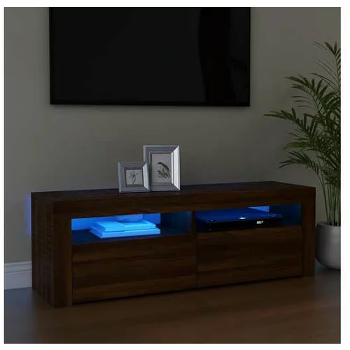  TV omarica z LED lučkami rjavi hrast 120x35x40 cm