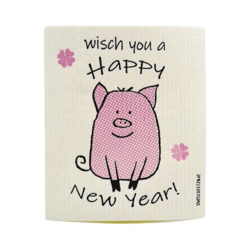 OWOSCHFETZN Spužvasta krpa "Happy New Year" - Pig Ben Cene