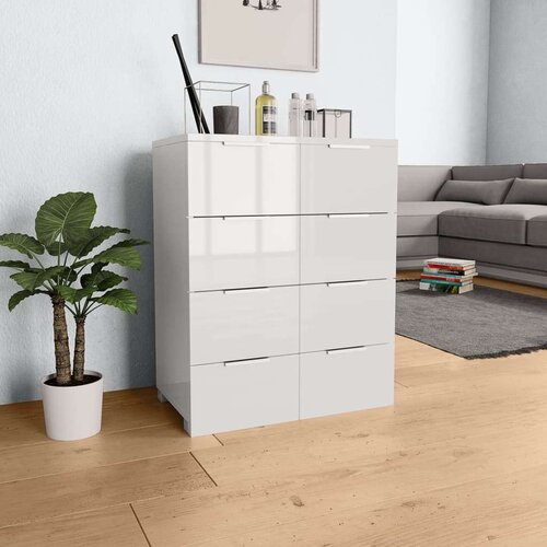 vidaXL Komoda visok sijaj bela 60x35x80 cm iverna plošča Cene
