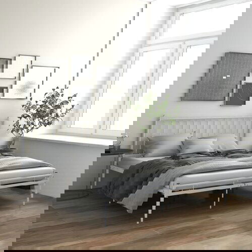 The Living Store Posteljni okvir bel kovinski 200x200 cm - Posteljni Okvir, (21528682) Cene