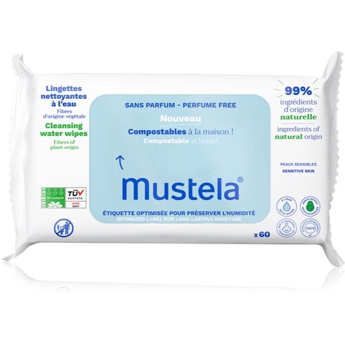 Mustela® Compostable at Home Cleansing Wipes Perfume Free maramice za čišćenje bez parfema za djecu od rođenja 60 kom Cijene