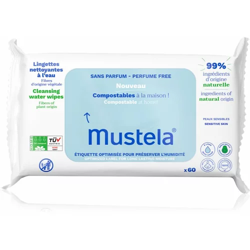 Mustela® Compostable at Home Cleansing Wipes Perfume Free maramice za čišćenje bez parfema za djecu od rođenja 60 kom
