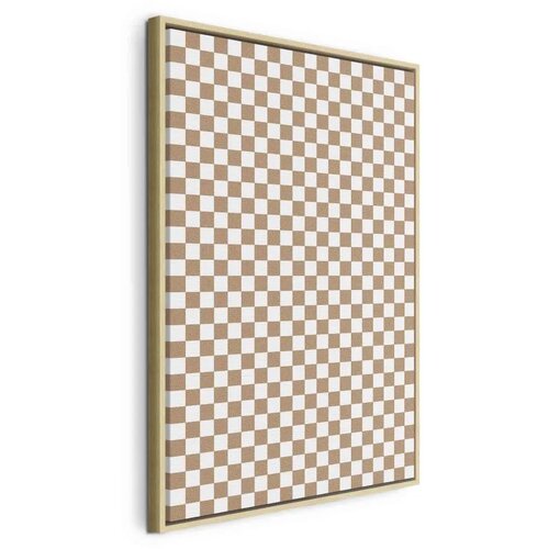  Slika - Checkerboard Pattern - Brown-White Grid with a Subtle Noise 40x60 U prirodnom drvenom okviru Cijene