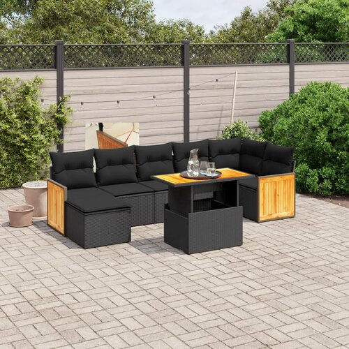 VidaXL 8-dijelni set vrtnih sofa od poliratana s jastucima crni Slike