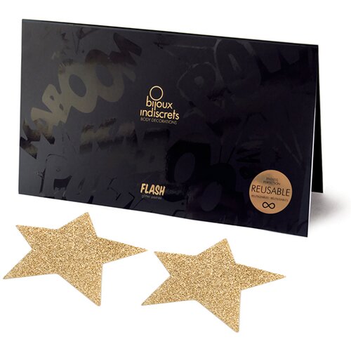 Bijoux Indiscrets Naljepnice za bradavice - Flash Star, zlatne Slike